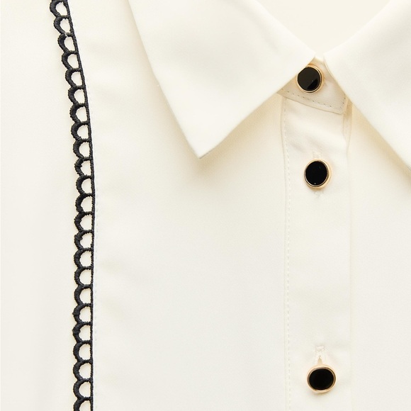 NWT ZARA CONTRASTING PASSEMENTERIE SHIRT - Picture 5 of 7